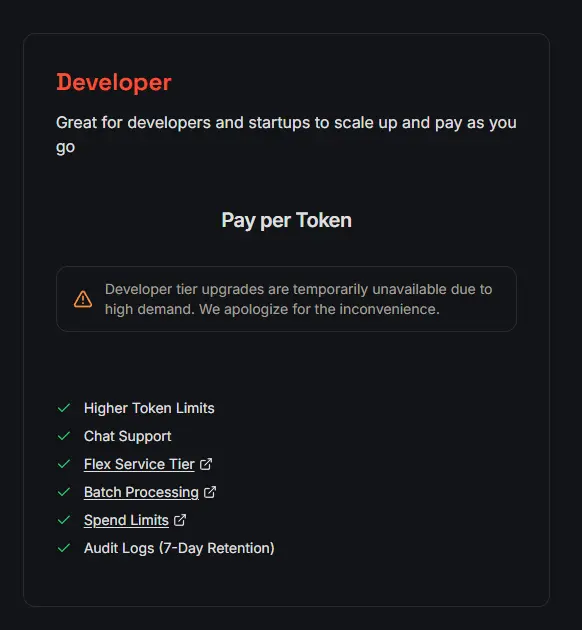 Groq Developer 플랜